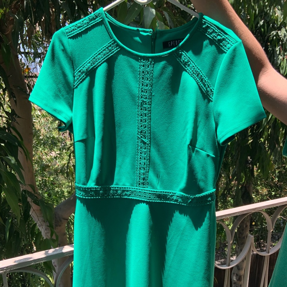 Spense Green Dress Fit and Flare A-Line